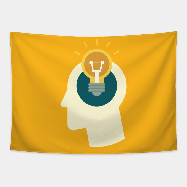 Idea Bulb Head Tapestry by Evlar