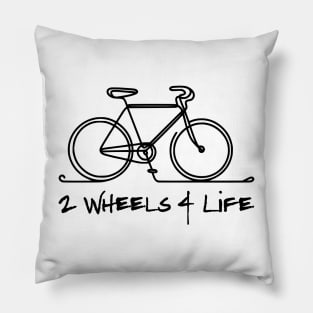 Bicycle line art 2 wheels 4 life - Black Pillow