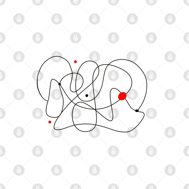 Minimalist Line Art Abstract Black White And Red by art64