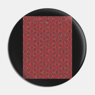 Hexagon Red Marble Pattern Pin