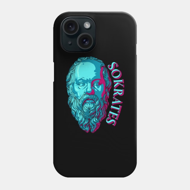 Color Art with the philosopher Socrates Phone Case by Modern Medieval Design