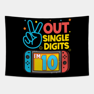 Peace Out Single Digits I'm 10 Gamer Tee 10th Birthday Boy Gift Peace Out Single Digits 10th Birthday Video Games copy Tapestry