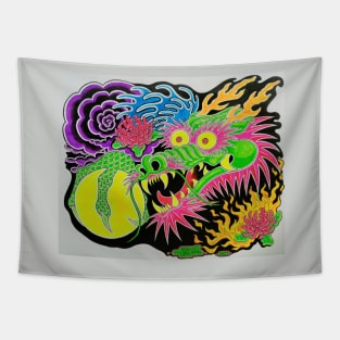 Neon Dragon With 4 Elements Original Tapestry