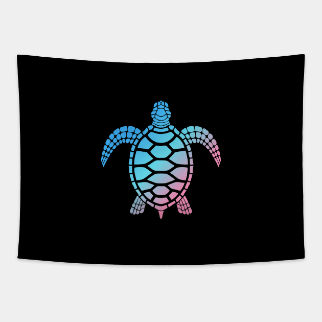 Save The Turtle Amazing Art Of Turquoise & Light Pink Color Tapestry by mangobanana