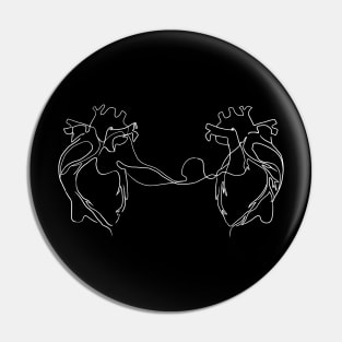 Connected Hearts one line art Pin