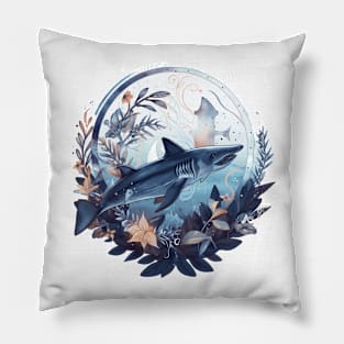 vintage shark art Pillow