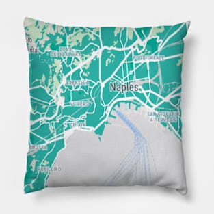 Naples light blue map Pillow