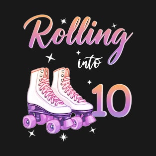 10 Years Old Birthday Girls Rolling Into 10th Birthday T-Shirt