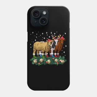 Cow Reindeer Hat Santa Christmas Light Funny Cow Phone Case