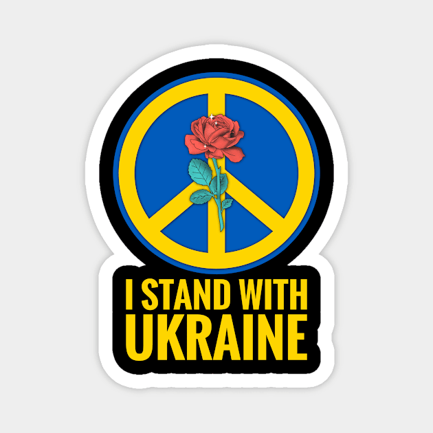 I Stand With Ukraine, Peace Symbol, Ukraine Flag Colors Magnet by PorcupineTees