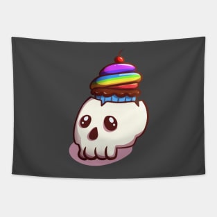 Skull Cupcake Halloween Cute Food Tapestry