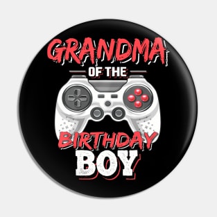 Grandma Of The Birthday Boy Matching Video Gamer Party Pin