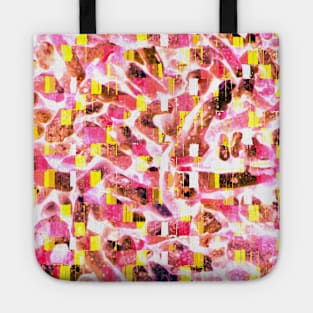 Abstract Coral Red-Orange-Pink Tones Glitch Pattern Tote