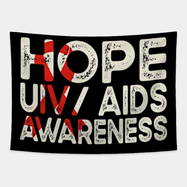 AIDS HIV Awareness Shirt, I Wear Red for World Aids Day Tapestry by David Brown