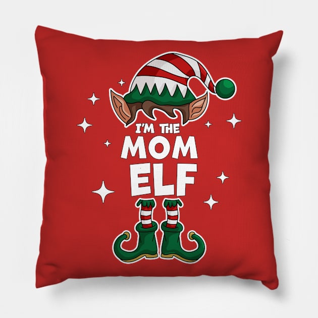 The Mom Elf - Funny Christmas Matching Family Group Xmas Pillow by OrangeMonkeyArt