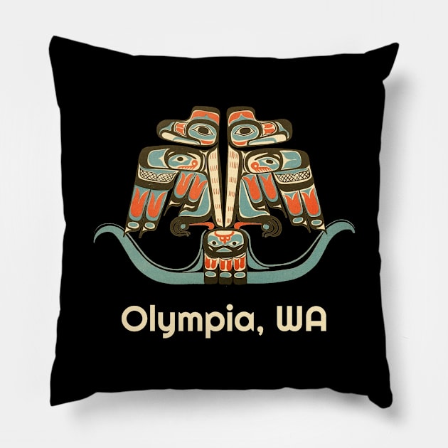 Olympia, Washington Thunderbird PNW Native American Tribal Pillow by twizzler3b