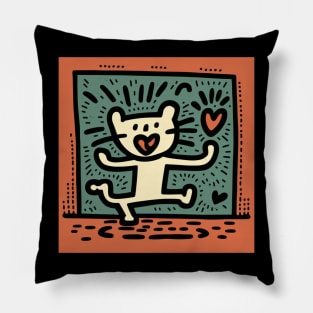 Funny Keith Haring, cat lover Pillow