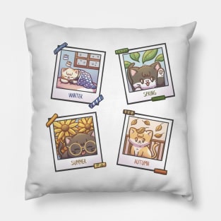 Cats and Polaroids Pillow