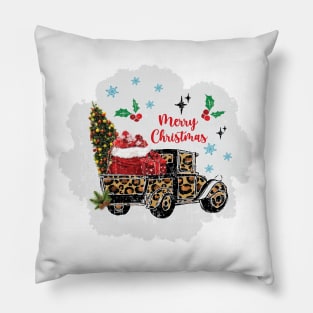 Christmas Truck With Leopard Pattern Pillow