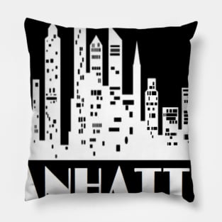 Manhattan Skyline New York City - WHITE Pillow