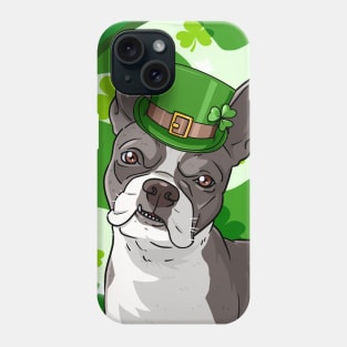 Boston Terrier Dog St Patricks Day Leprechaun Phone Case