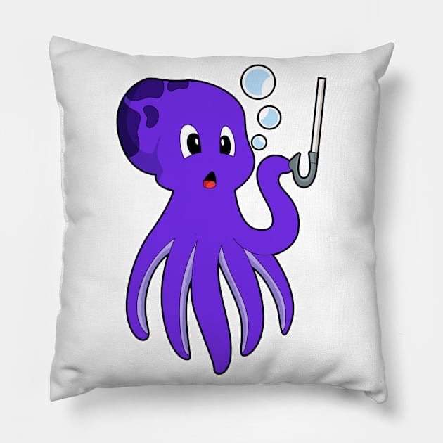 Octopus Fishing Fishing hook Pillow by Markus Schnabel