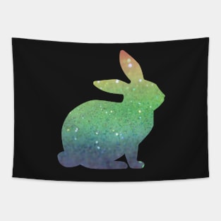 Rainbow Ombre Faux Glitter Easter Bunny Tapestry