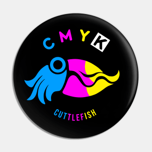 CMYK Cuttlefish, stylized, art for sea & ocean life lovers Pin