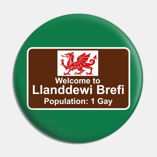 Welcome to Llanddewi Brefi - Population 1 Gay Pin by Meta Cortex