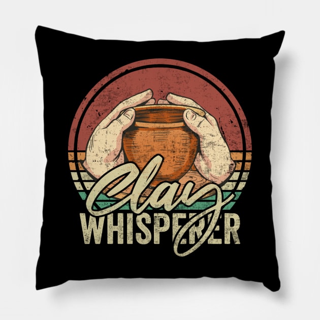 Clay Whisperer Pottery Lover Pillow by Visual Vibes
