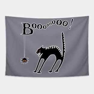 BOOO! CAT AND SPIDER HALLOWEEN Tapestry