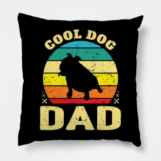 Retro Cool Bulldog Dog Dad Pillow