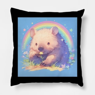 The Wombat says Stop and smell the flowers! Pillow