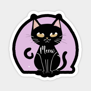 Cute Black Cat with Violet Magnet