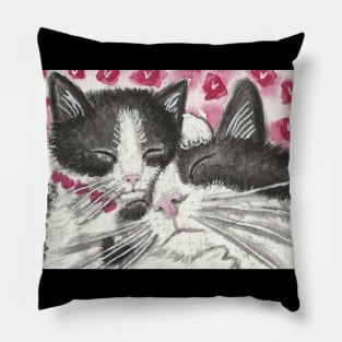 Mother and baby cat painting Pillow