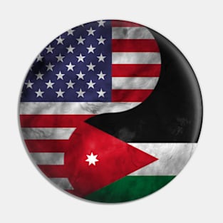 USA and Jordan Dual Flag Yin Yang Combination Pin