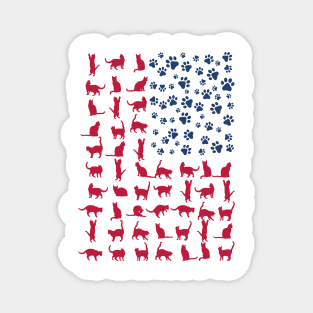 Cat Flag America USA Magnet