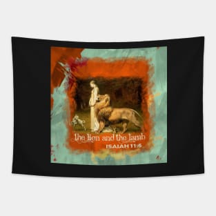 The Lion and The Lamb Isaiah Bible Verse rivier A-102021 Tapestry