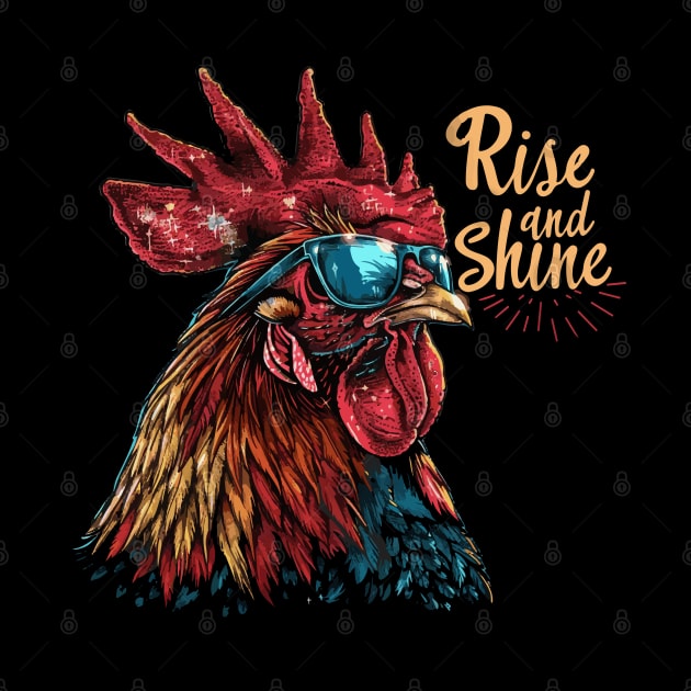 Rise and Shine - Rooster (with Gold Lettering) by VelvetRoom