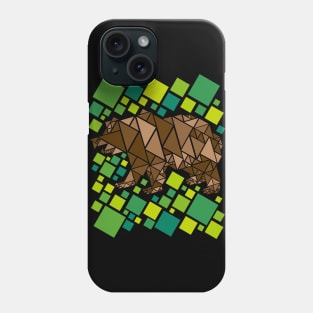 Geometric Bear Design in Shades of Brown and Green Phone Case