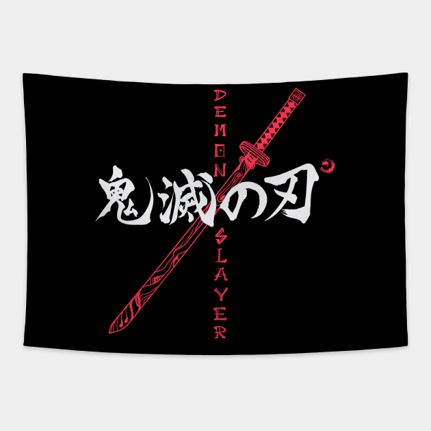 Demon Slayer - Fiery Red Anime T-shirt Tapestry by Nine Tailed Cat