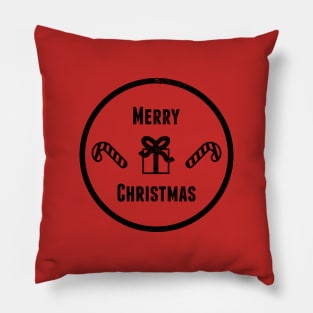 Merry Christmas Badge - Black Pillow