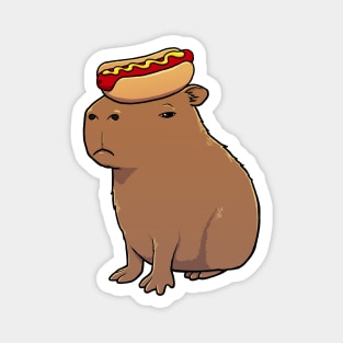 Capybara with a Hotdog on its head Magnet