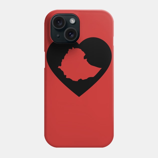 I Heart Ethiopia (Black) Phone Case by The Lemon Stationery & Gift Co