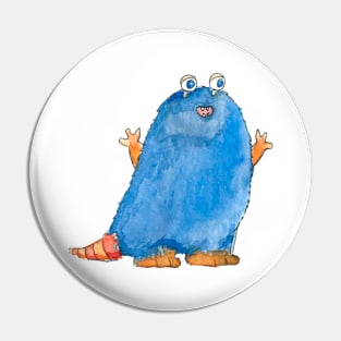 Blue Watercolor Monster Pin