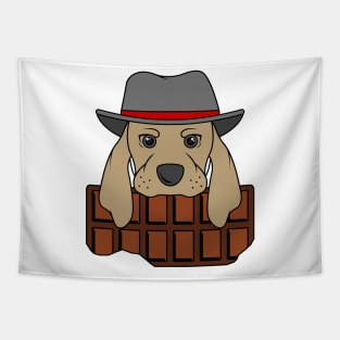 Cool dog with chocolate and a hat Tapestry