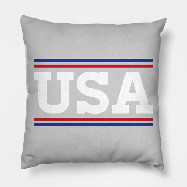 Retro USA Red White Blue Pillow by zubiacreative