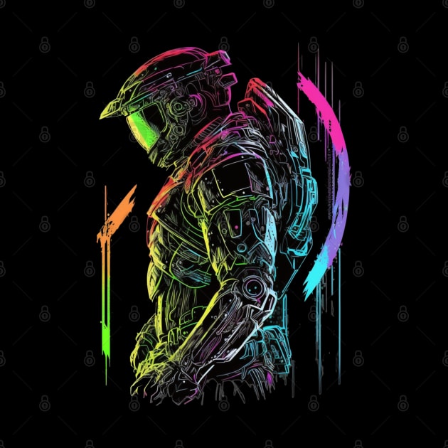 Halo Master Chief Neon Design - Original Artwork by Labidabop