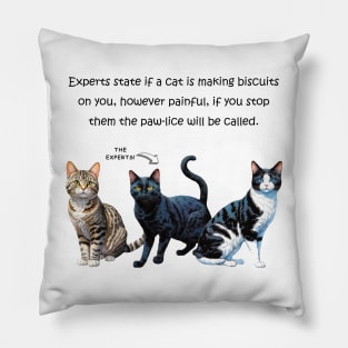 Experts state if a cat is making biscuits on you - funny watercolour cat design Pillow