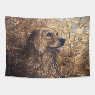 Golden Retriever Vintage Oil on Canvas Painting Tapestry
